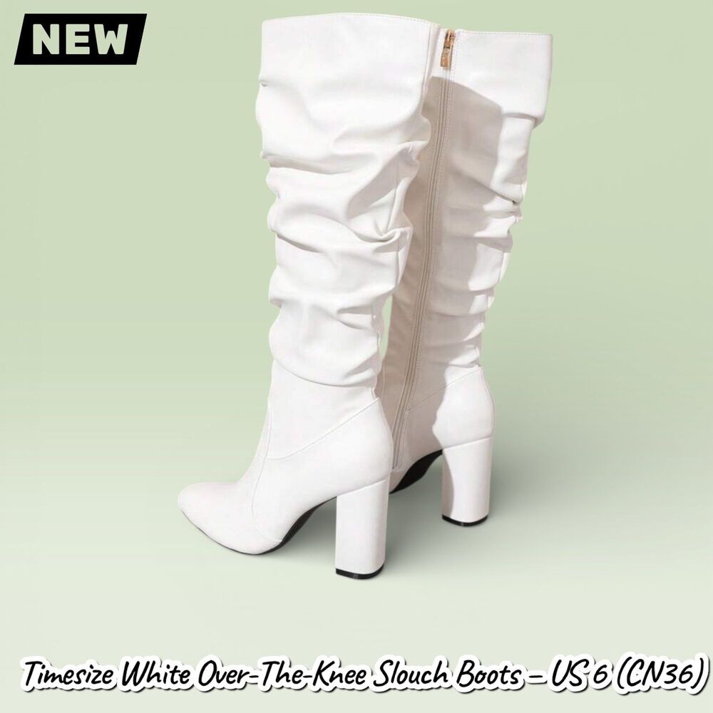 New NIB Timesize White Over-The-Knee Slouch Boots – US 6 (CN36) - Picture 7 of 11